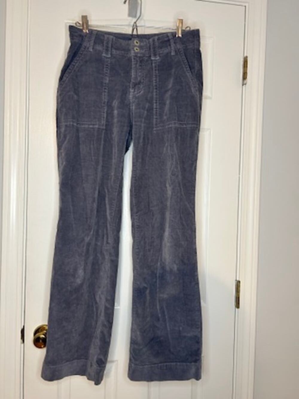 Flamingo Corduroy Pants Womens Medium Gray Wide Leg High Rise Stretch Y2K